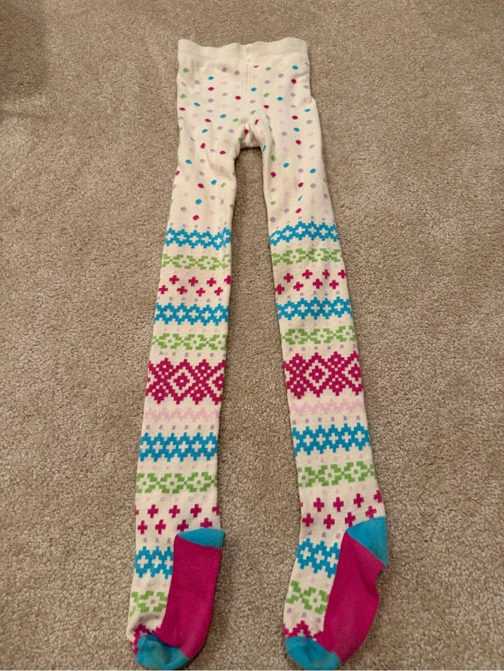 Hanna Andersson Girls Patterned Knit Tights Fair Isle Dots 110/120 US 6-7